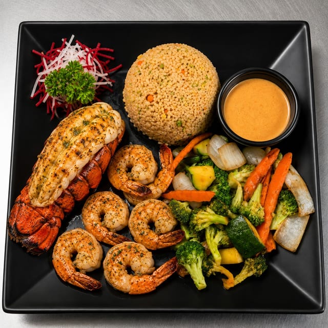 Hibachi Shrimp & Lobster.